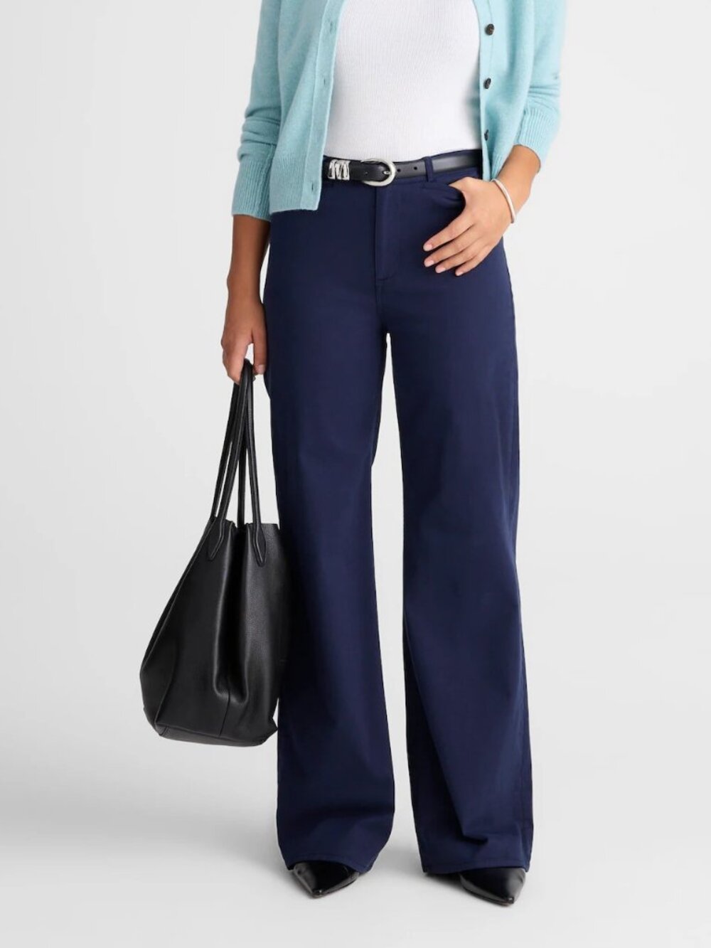 Madewell The Petite Wide-Leg Pant in Garment-Dyed Twill Midnight Navy